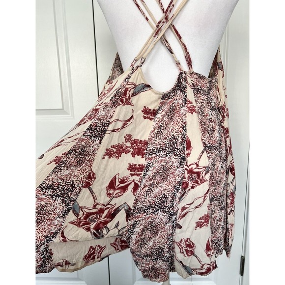 Free People Isabella Mixed Print Romper Cross Back Tie Details Flowy size Large - Picture 8 of 12